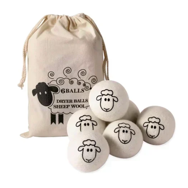 Σετ 6τμχ μάλλινες μπάλες για στεγνωτήριο ρούχων Dryer Balls Sheep Wool - λευκό
