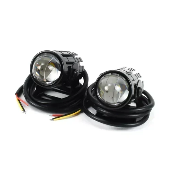 Σετ mini προβολάκια αλουμινίου μοτοσυκλέτας 12V λευκού & κίτρινου φωτισμού 2τμχ OEM 30049 – μαύρο