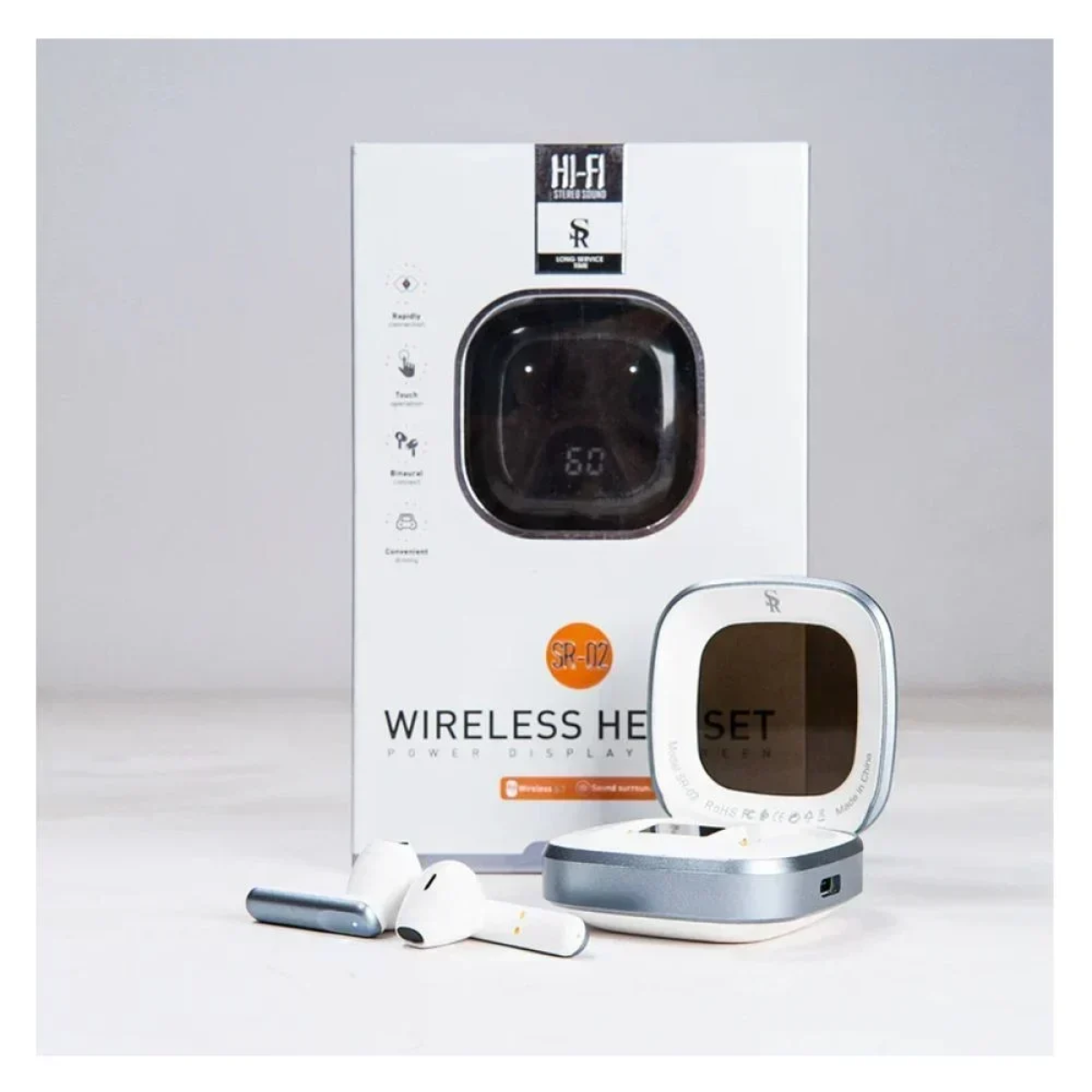 SR 02 Ασύρματα Ακουστικά TWS με Ενσωματωμένο Μικρόφωνο - Λευκό