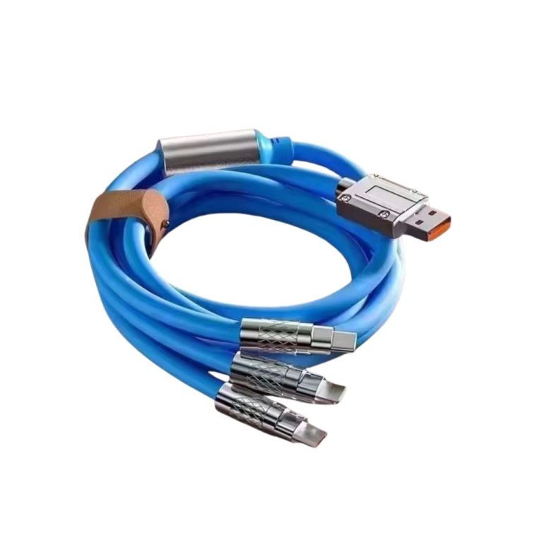 Universal Καλώδιο 3 σε 1 Γρήγορης Φόρτισης 120W 6A 1.2m - Μπλε