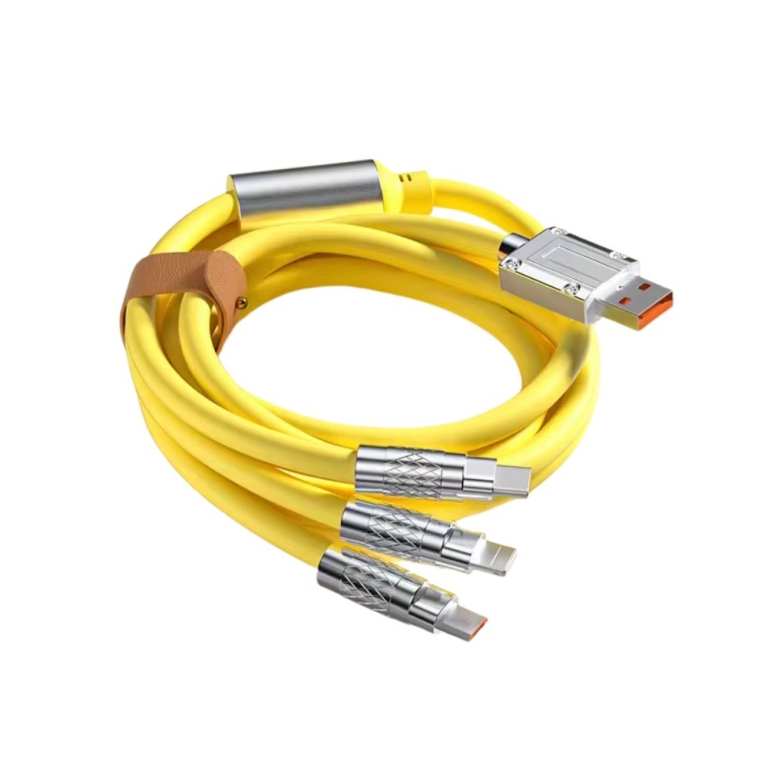Universal Καλώδιο 3 σε 1 Γρήγορης Φόρτισης 120W 6A 1.2m - Κίτρινο