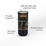 V-TAC Φορητό Ηχείο Bluetooth 6W Επαναφορτιζόμενο 1200mAh με LED 6 επίπεδα φωτισμού και εφέ φλόγας (TWS Function ) Μαύρο 7724