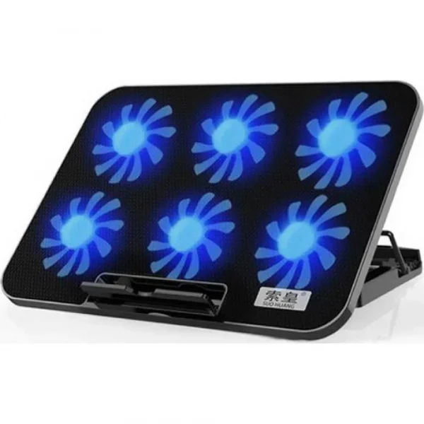 Cooling Pad FD-601 για Laptop με 6 Ανεμιστήρες και Φωτισμό Μαύρο
