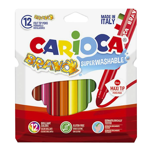 Μαρκαδόροι Carioca Bravo σετ=12 Χρώματα Μύτη ø6mm Carioca 42755