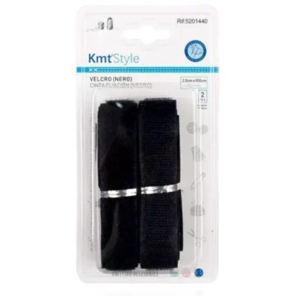 Αυτοκόλλητη Ταινία Velcro 2 x 100 cm Μαύρη 2τμχ 5201440