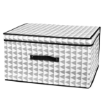 Υφασμάτινο Κουτί Αποθήκευσης 60x30x40cm 2208573 Λευκό με γκρι τριγωνάκια