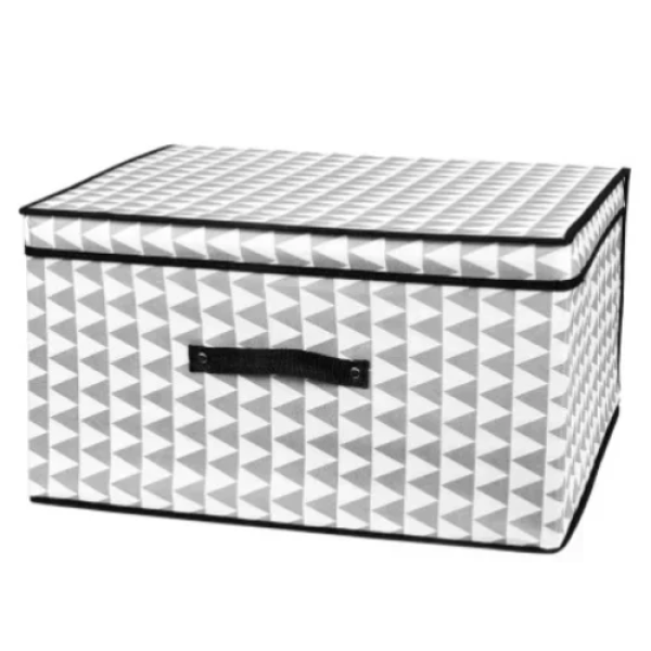 Υφασμάτινο Κουτί Αποθήκευσης 60x30x40cm 2208573 Λευκό με γκρι τριγωνάκια