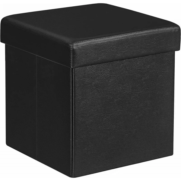 Σκαμπό & Κουτί αποθήκευσης 2 σε 1 από PVC 31x31x31 cm Μαύρο 2208857