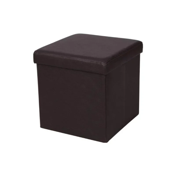Σκαμπό & Κουτί αποθήκευσης 2 σε 1 από PVC 31x31x31 cm Καφέ 2208859