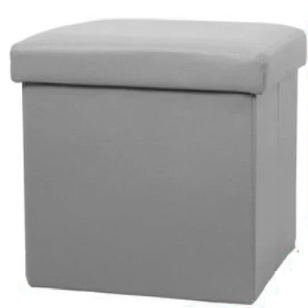 Σκαμπό & Κουτί αποθήκευσης 2 σε 1 από PVC 31x31x31 cm Γκρι 2208860