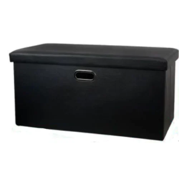 Σκαμπό & Κουτί αποθήκευσης 2 σε 1 από PVC 76x38x38 cm Μαύρο 2208865