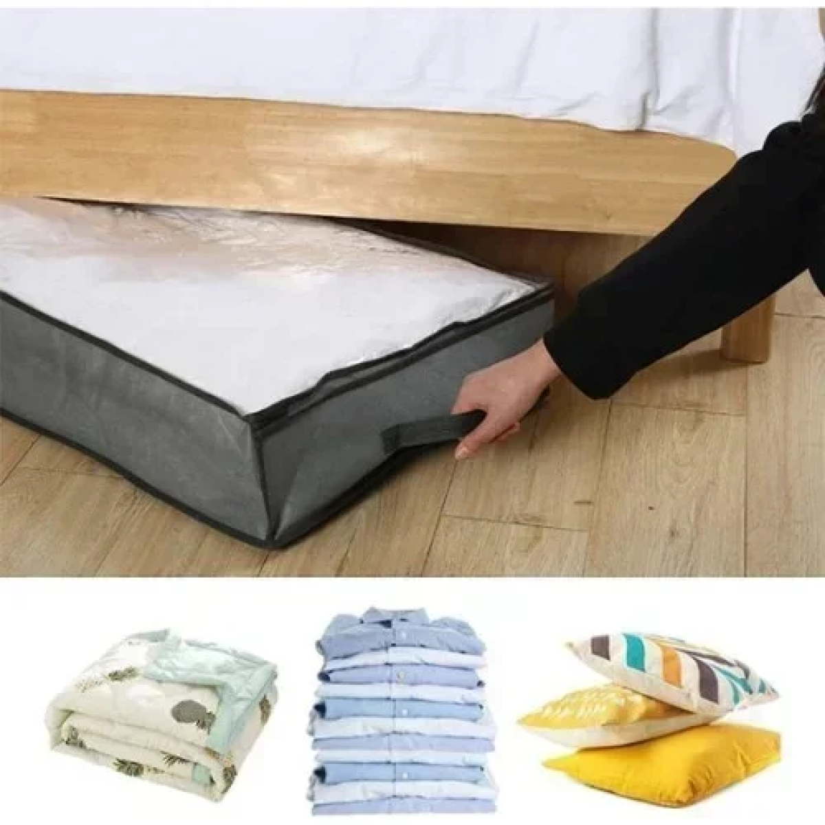 Υφασμάτινη Τσάντα Αποθήκευσης 80x45x15cm Λευκό-Γκρι 3280047