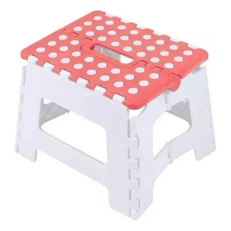 Πτυσσόμενο Φορητό Σκαμπό 22x29x22 cm με αντοχή έως 150kg 3318283 Λευκό-Κόκκινο