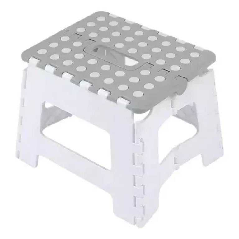 Πτυσσόμενο Φορητό Σκαμπό 22x29x22 cm με αντοχή έως 150kg 3318283 Λευκό-Γκρι