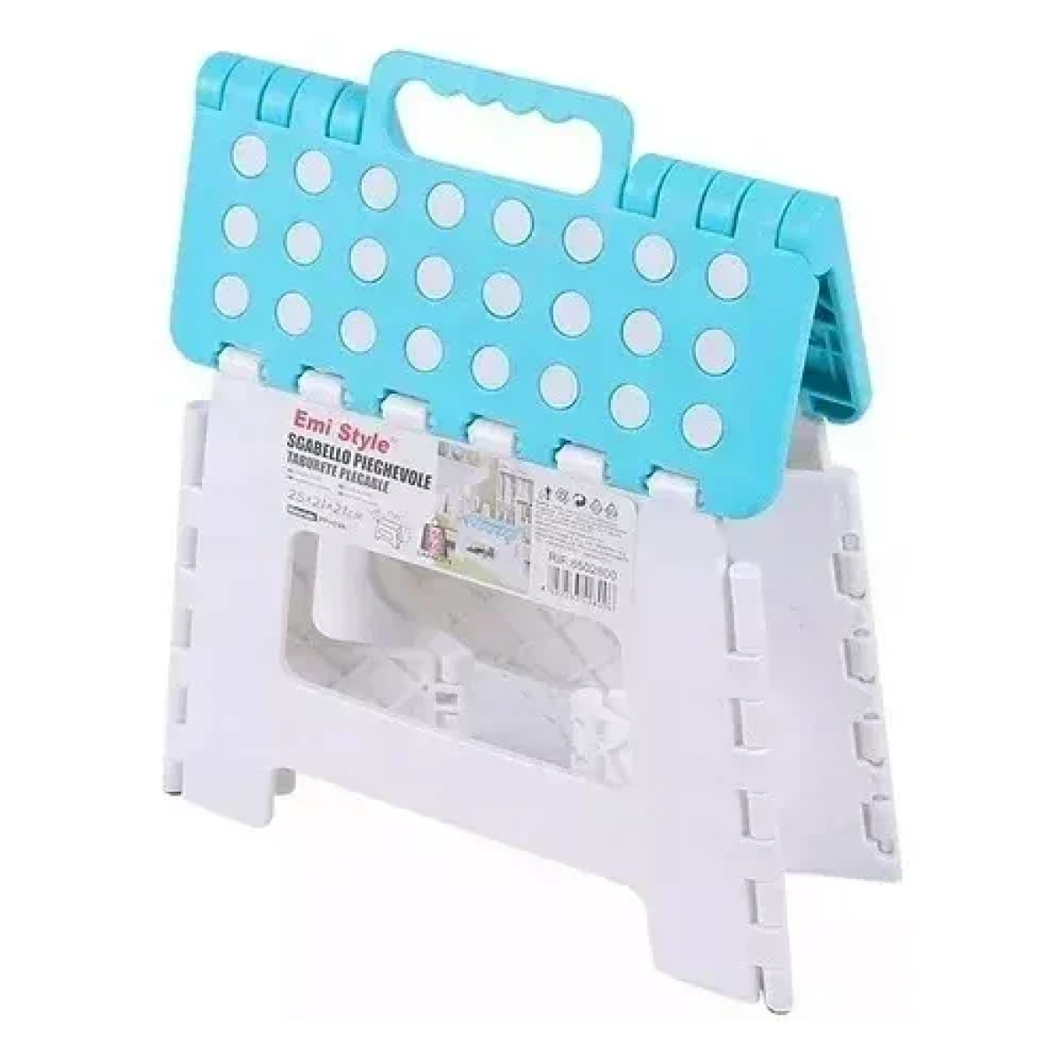 Πτυσσόμενο Φορητό Σκαμπό 22x29x22 cm με αντοχή έως 150kg 3318283 Λευκό-Μπλε