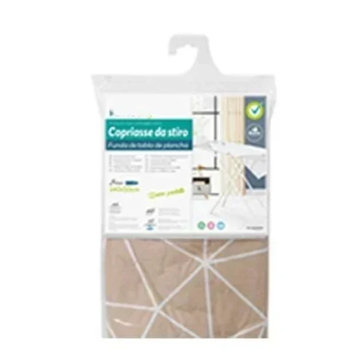 Σιδερόπανο Υφασμάτινο με λάστιχο 50x140 cm Σομόν με λευκά σχέδια 5200886