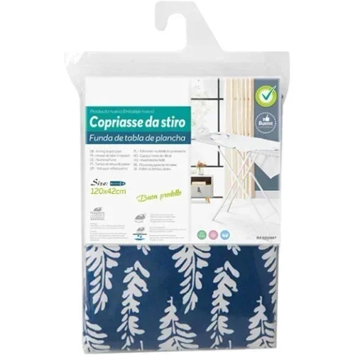Σιδερόπανο Υφασμάτινο Με Λάστιχο 42X120 Cm Μπλε Με Λευκά Φύλλα 5200887