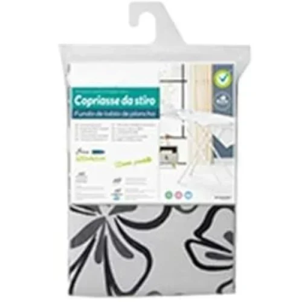 Σιδερόπανο Υφασμάτινο με λάστιχο 42x120 cm Λευκό με μαύρα λουλούδια 5200887