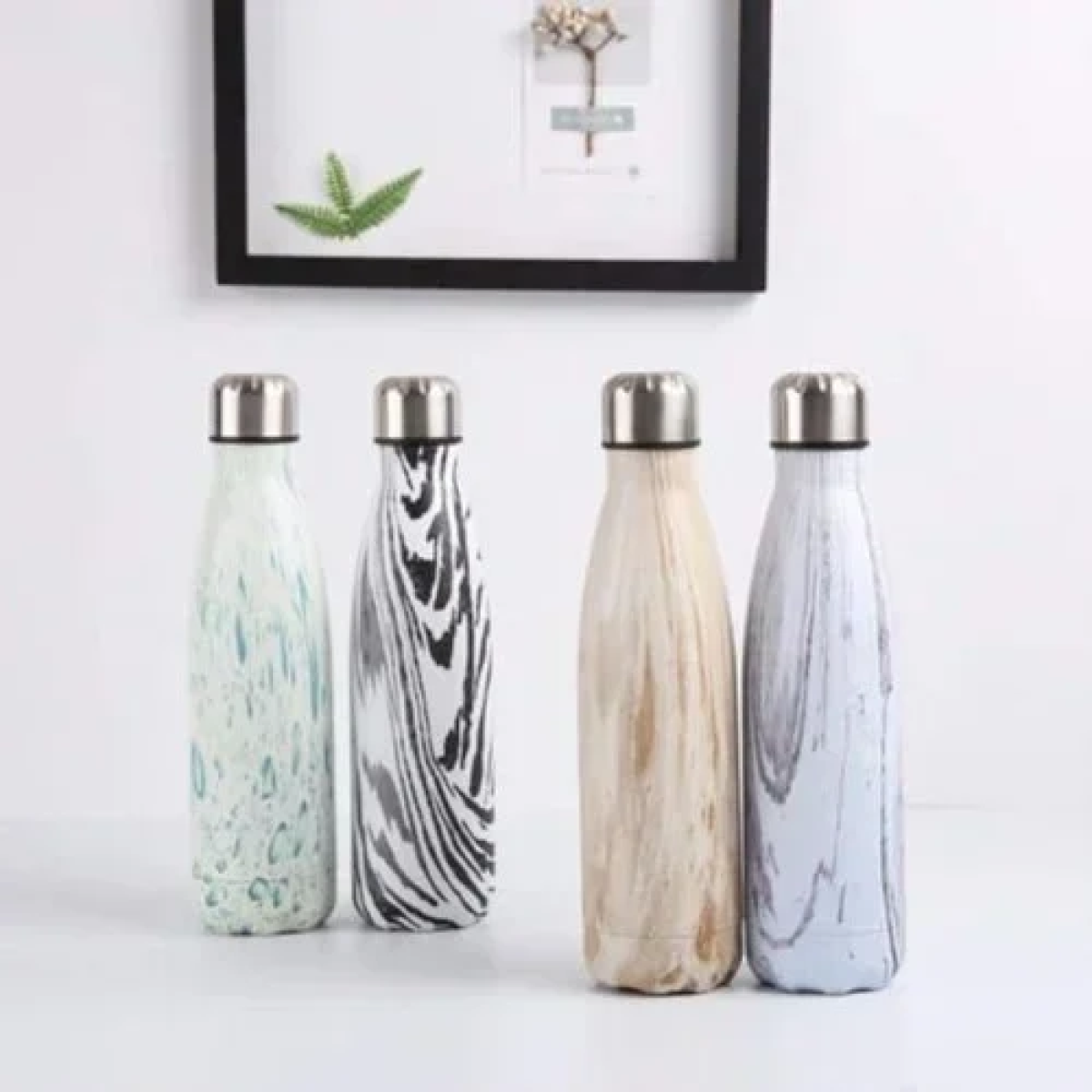 Παγούρι Θερμός 500ml Ανοξείδωτο με Βιδωτό Καπάκι & Εφέ Ξύλου 7001