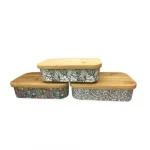 Φαγητοδοχείο 19x5x13.5 cm Bamboo 5991 με σχέδιο ασπρόμαυρα φύλλα