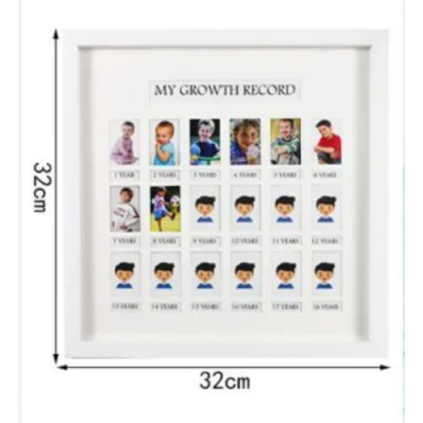 Παιδική Ξύλινη Κορνίζα 18 θέσεων My Growth Recorder 32x32cm Λευκή SDS-25276