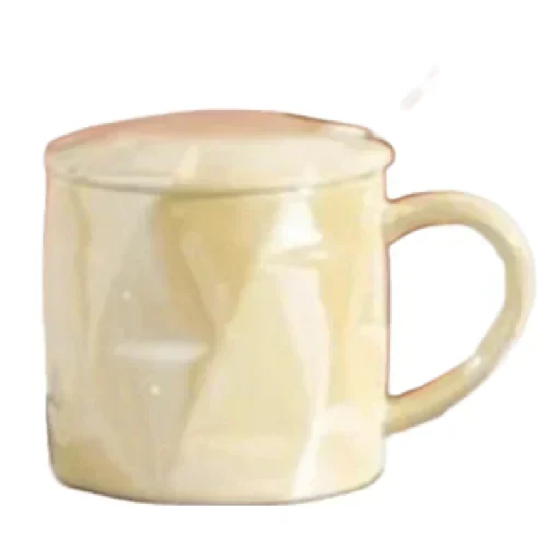 Κεραμική Κούπα 400ml με Καπάκι και Κουτάλι 9.3x8.5cm SDS-25459 Κίτρινη