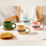 Κεραμική Κούπα 350ml happy 9.2x6.9cm SDS-25461 Πράσινη