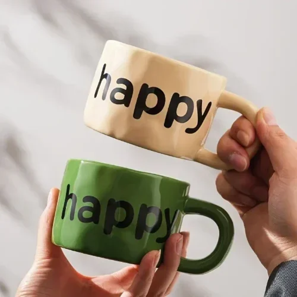 Κεραμική Κούπα 350ml happy 9.2x6.9cm SDS-25461 Πράσινη