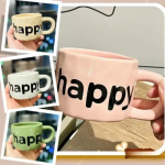 Κεραμική Κούπα 350ml happy 9.2x6.9cm SDS-25461 Πράσινη