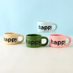 Κεραμική Κούπα 350ml happy 9.2x6.9cm SDS-25461 Πράσινη