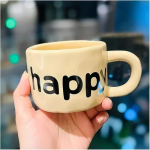 Κεραμική Κούπα 350ml happy 9.2x6.9cm SDS-25461 Κίτρινη