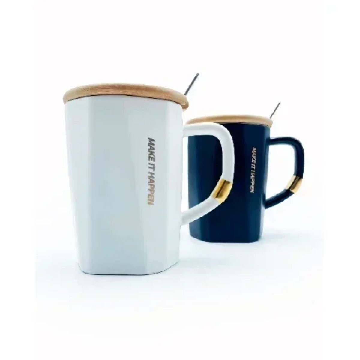 Κεραμική Κούπα 380ml 11x8.2cm με Καπάκι και Κουτάλι SDS-25465 Λευκή