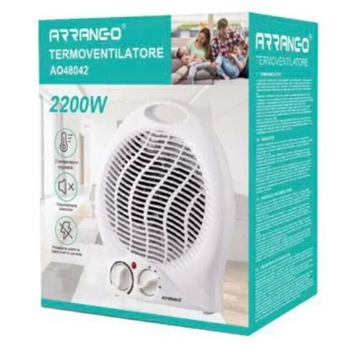 Arrango AO48042 Αερόθερμο Δαπέδου 23×27.3cm με Ισχύ 2200W - Λευκό