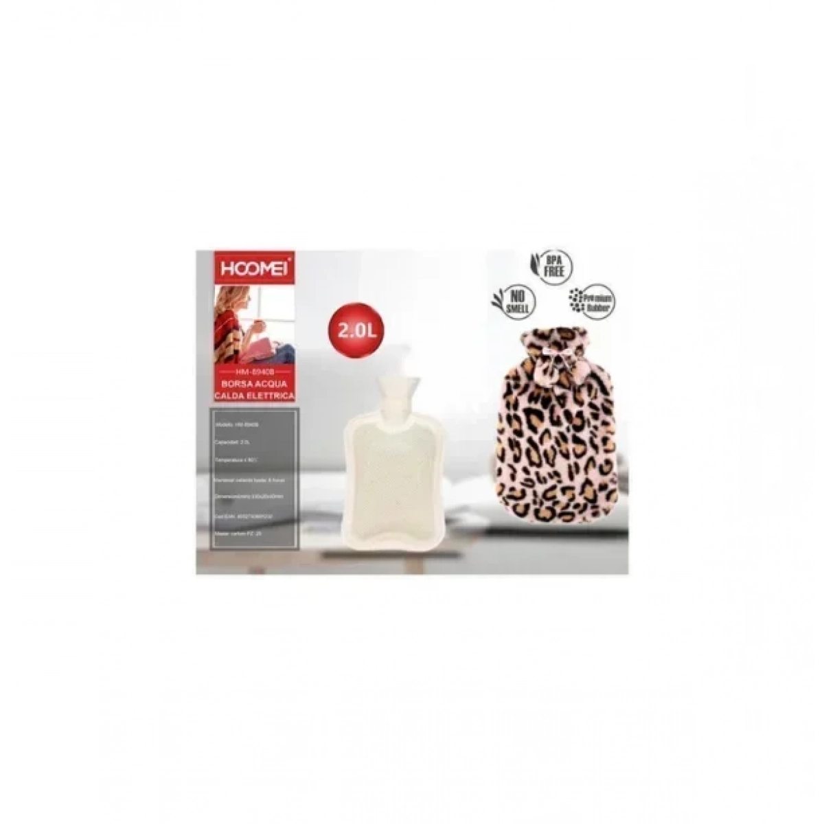 Θερμοφόρα Ζεστού Νερού 2L 330x20x40mm Animal Print Hoomei HM-8940Β