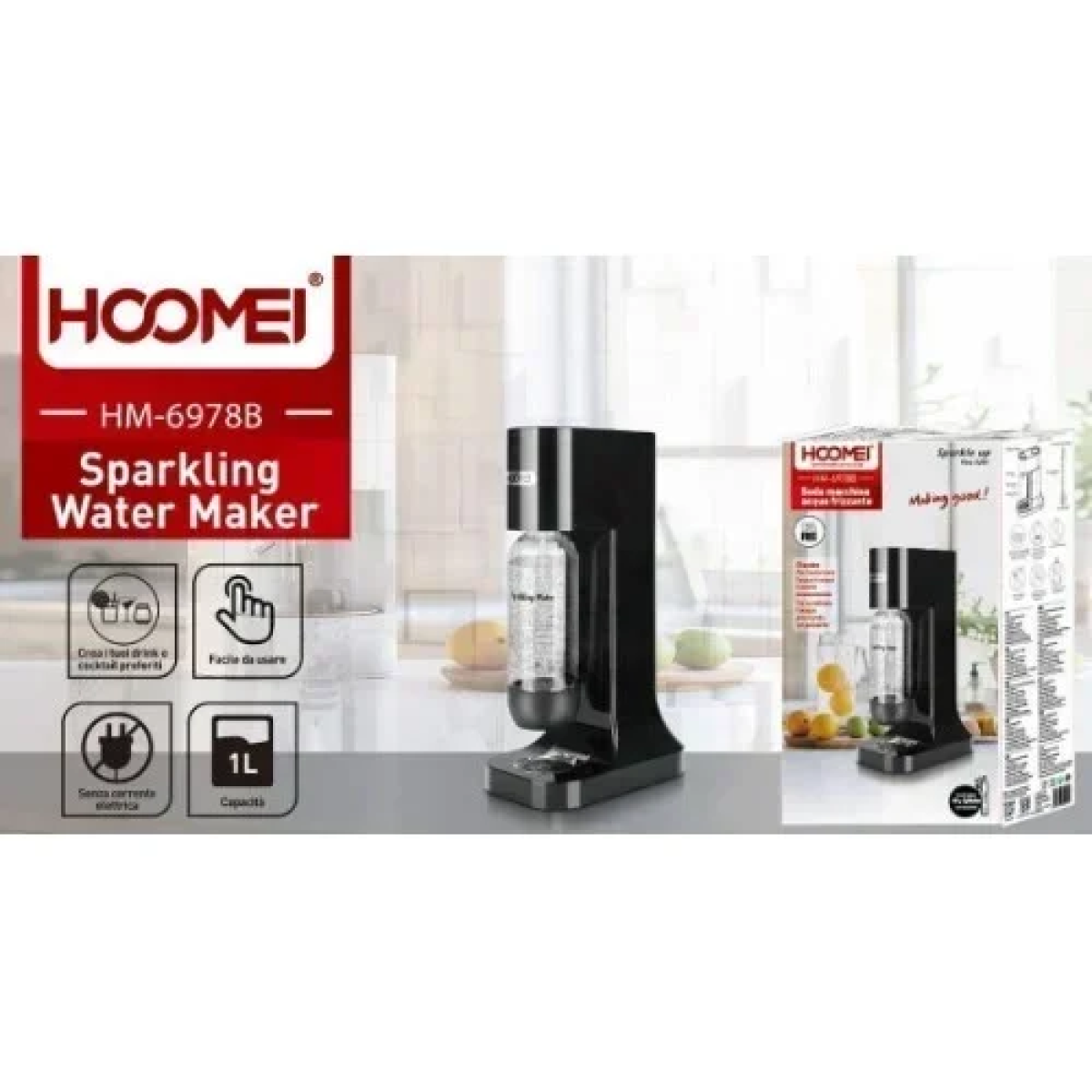 Hoomei HM-6978B Παρασκευαστής Σόδας 1lt 26x15x43.5cm