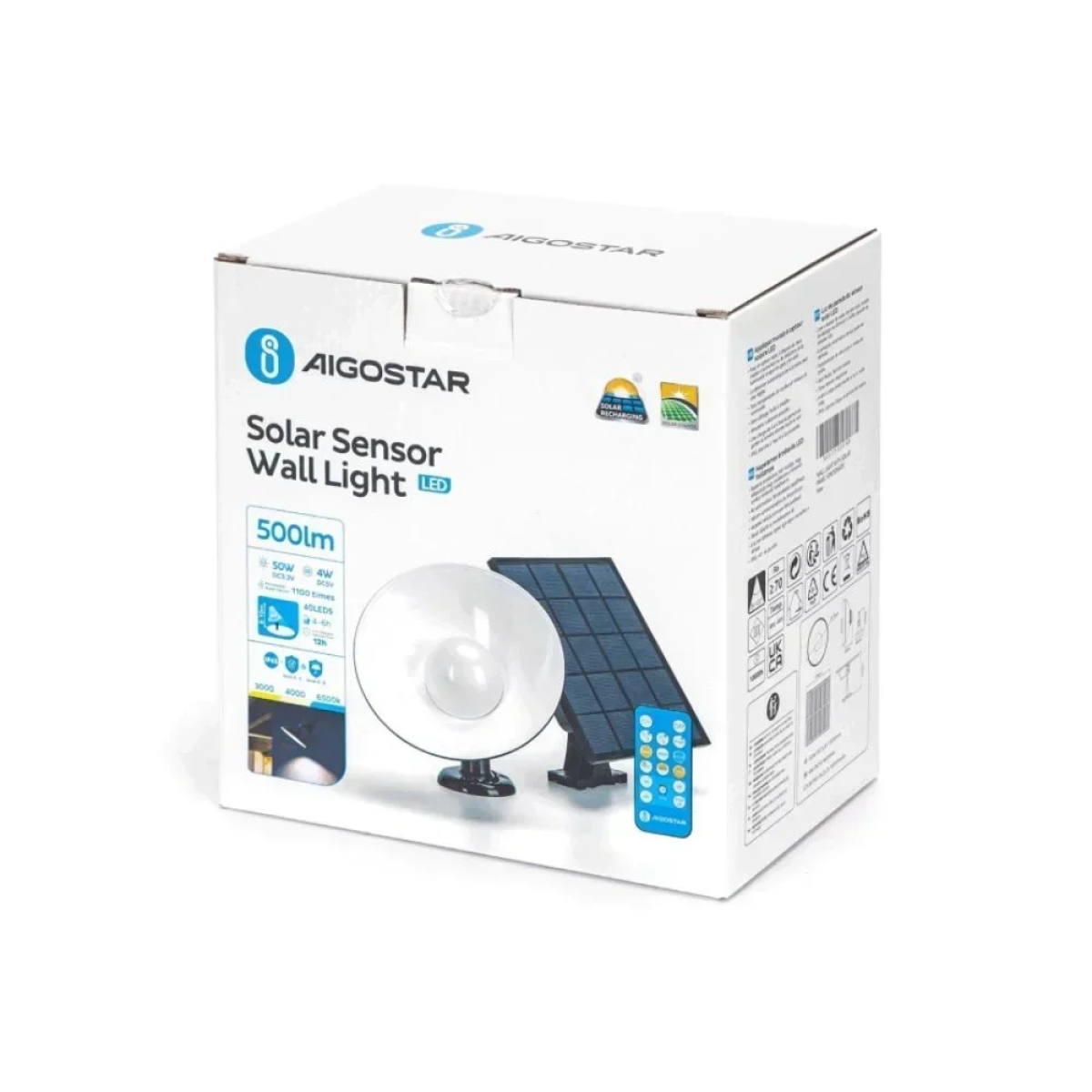 Aigostar - Ηλιακό φωτιστικό LED με αισθητήρα LED/3,2V 3000K/4000K/6500K IP65 + τηλεχειριστήριο