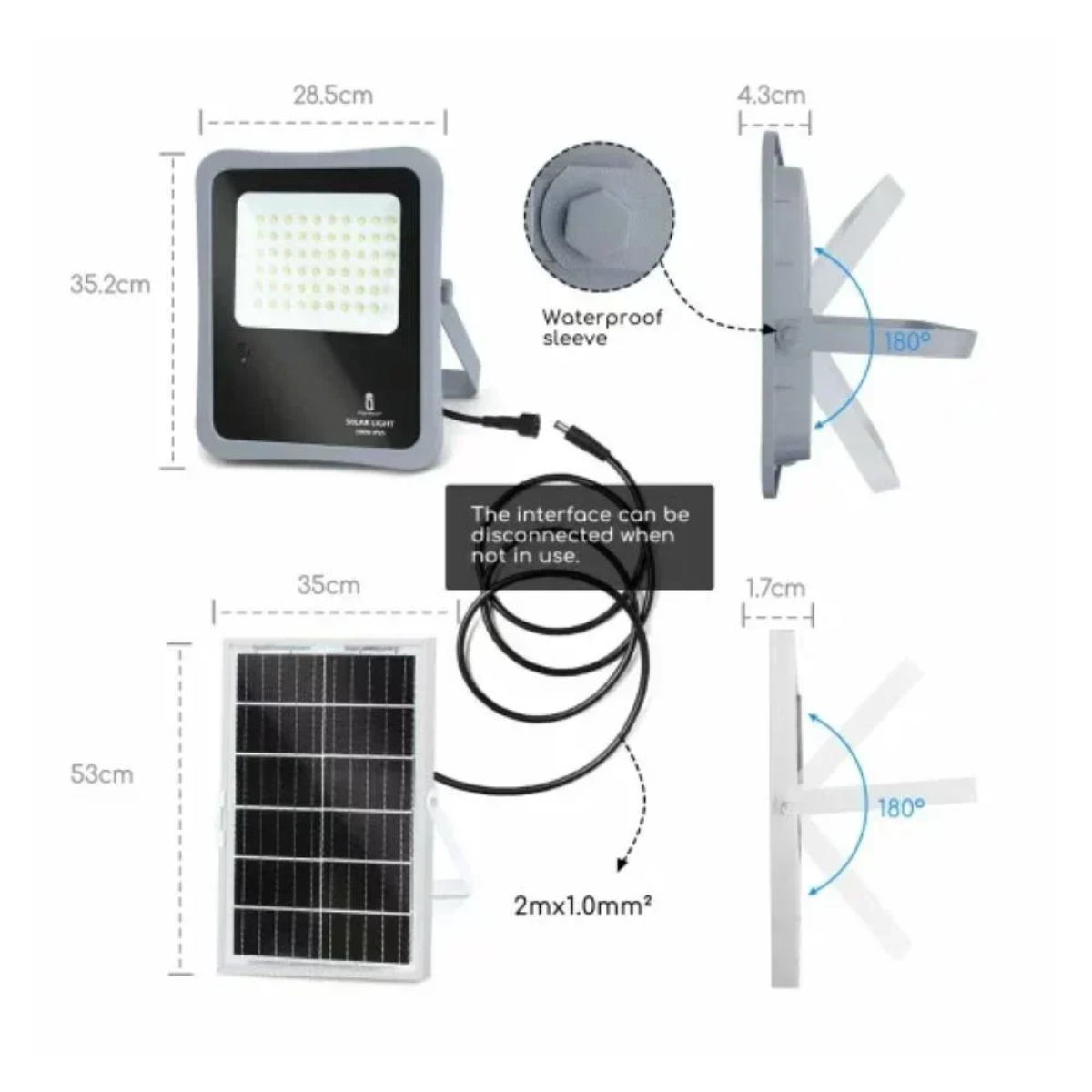 Aigostar Ηλιακός Προβολέας LED 300W Ψυχρό Λευκό 6500K με Τηλεχειριστήριο