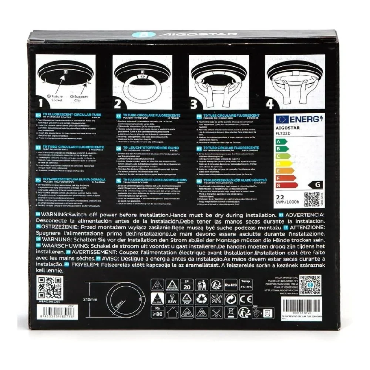 Aigostar Λάμπα Φθορίου Κυκλική T9 22W G10q 6500K 1200lm 29x210mm