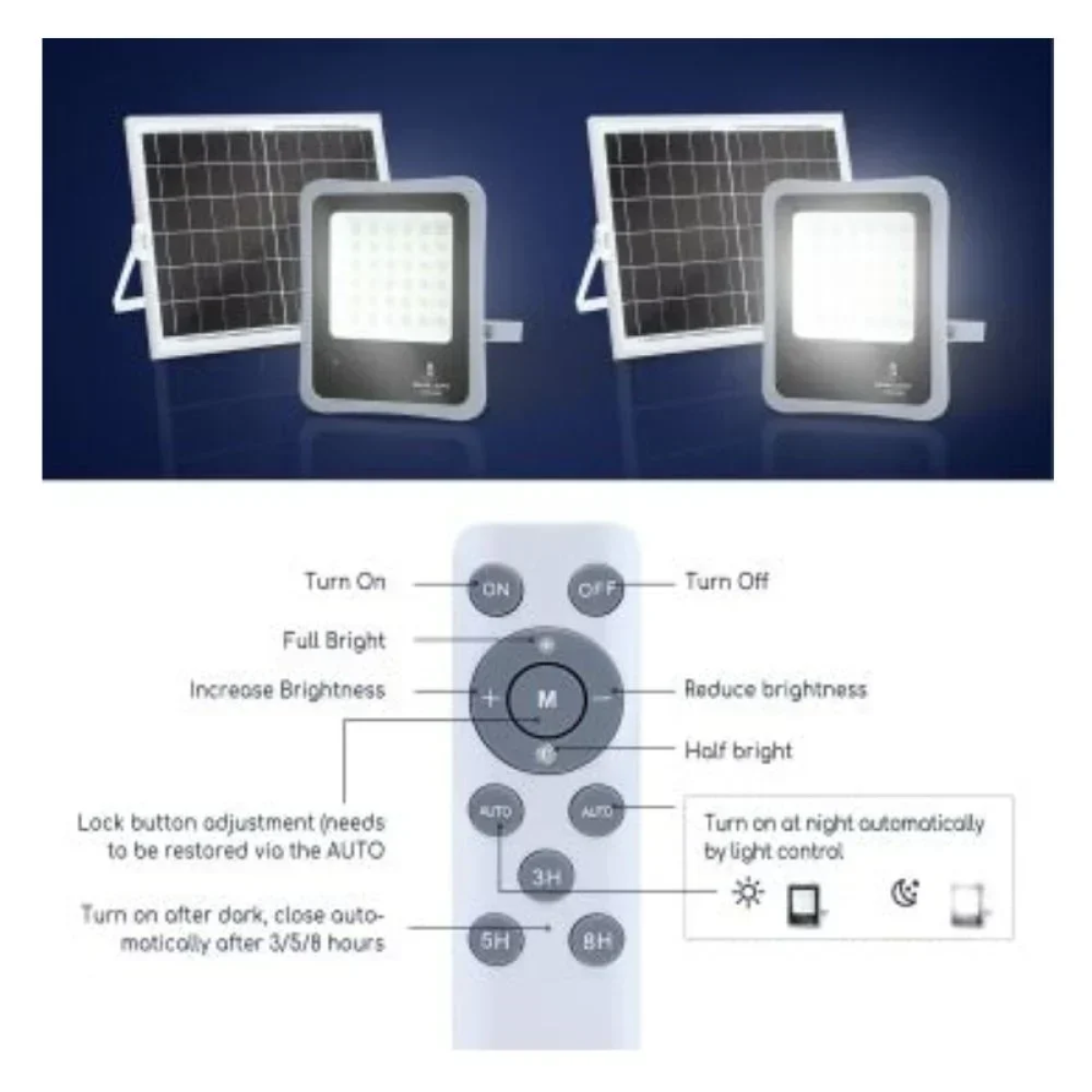 Aigostar - LED Dimmable ηλιακός προβολέας LED/100W/3,2V IP65 με Τηλεχειριστήριο