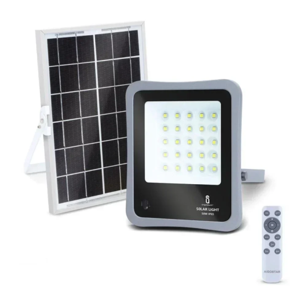 Aigostar - LED Dimmable ηλιακός προβολέας LED/50W/3,2V IP65 με Τηλεχειριστήριο