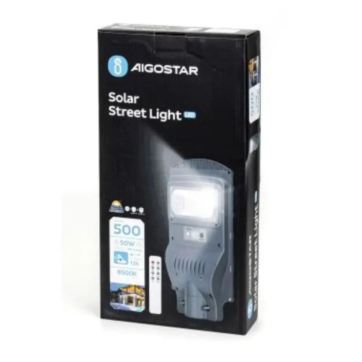 Aigostar - LED Ηλιακό φωτιστικό κήπου με αισθητήρα LED/50W/3,2V IP65 6500K & τηλεχειριστήριο