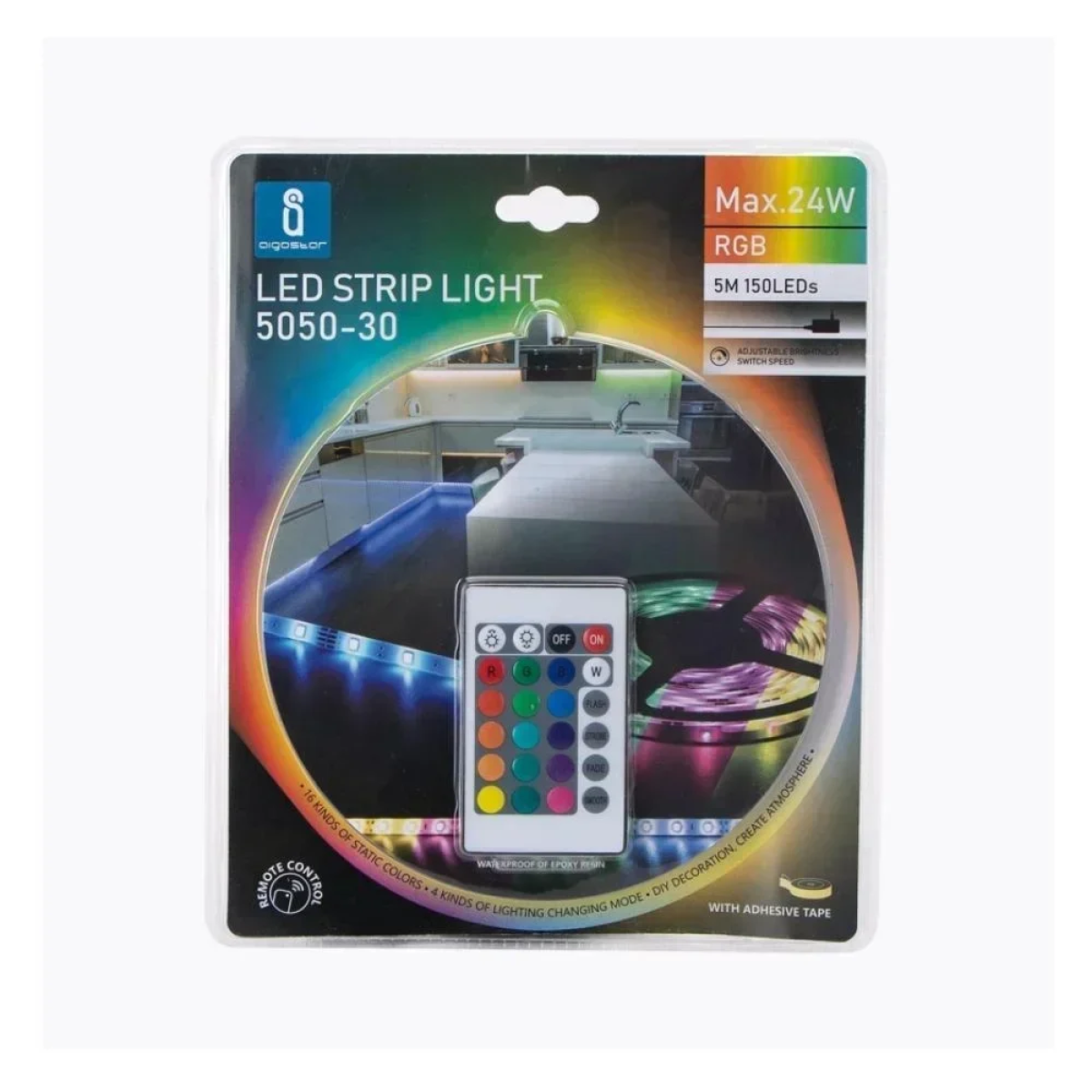 Aigostar - LED RGB Dimmable ταινία 5μ LED/24W/12/230V IP65 με Τηλεχειριστήριο
