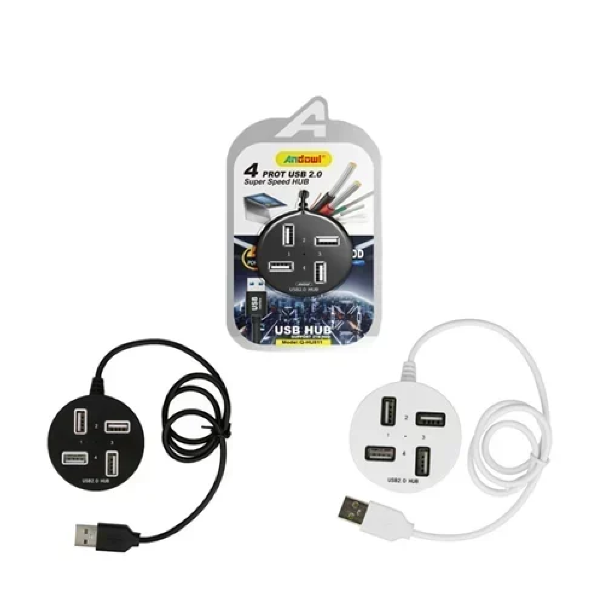 Αντάπτορας HUB 4 θύρες USB 2.0 Andowl Q-HU811 μαύρο - Image 2