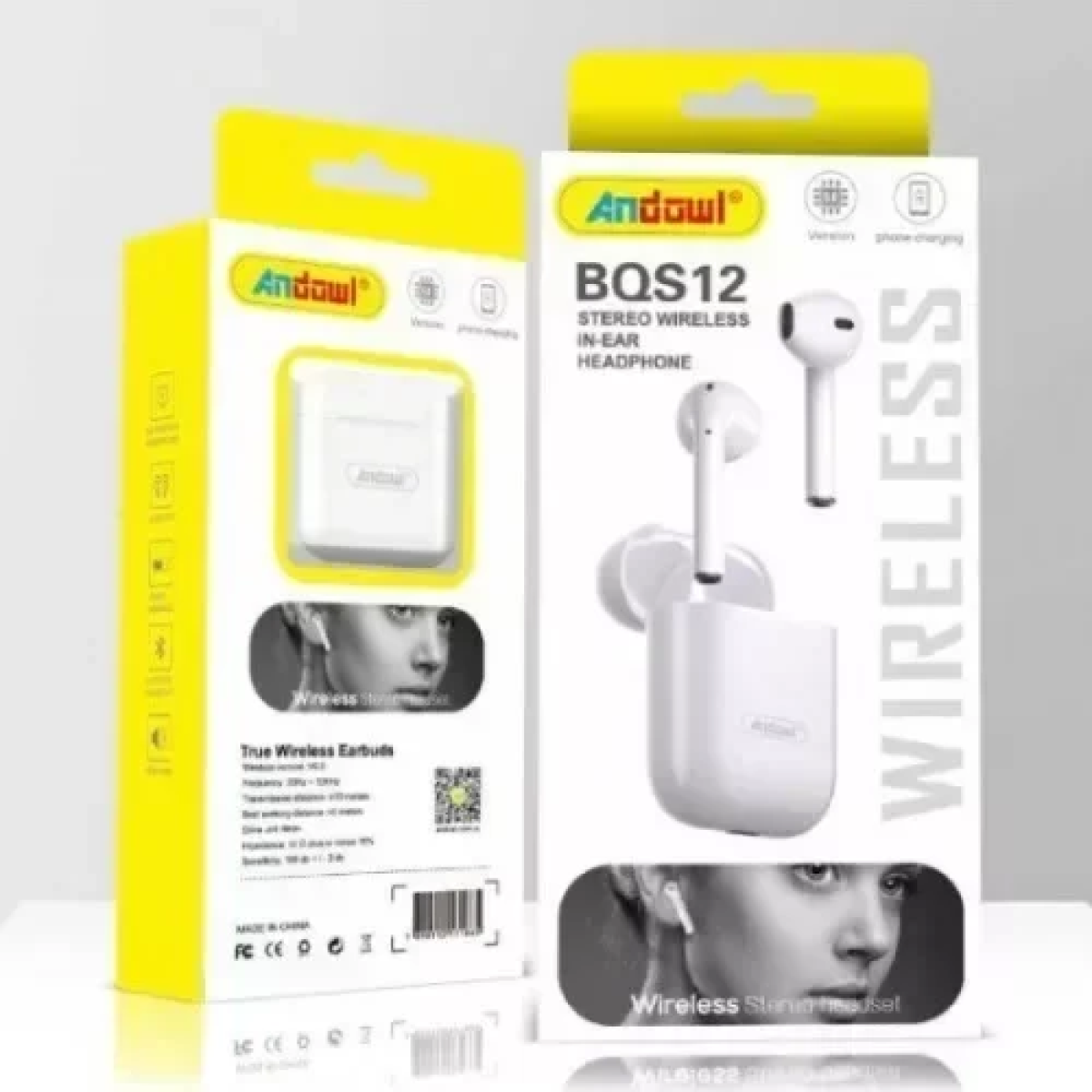 Ασύρματα ακουστικά Bluetooth με θήκη φόρτισης Andowl BQS12 - λευκό - Image 2
