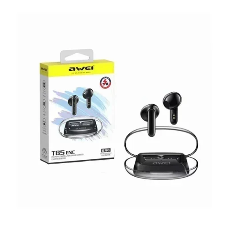 Ασύρματα ακουστικά Bluetooth με θήκη φόρτισης T85 ENC Awei - μαύρα
