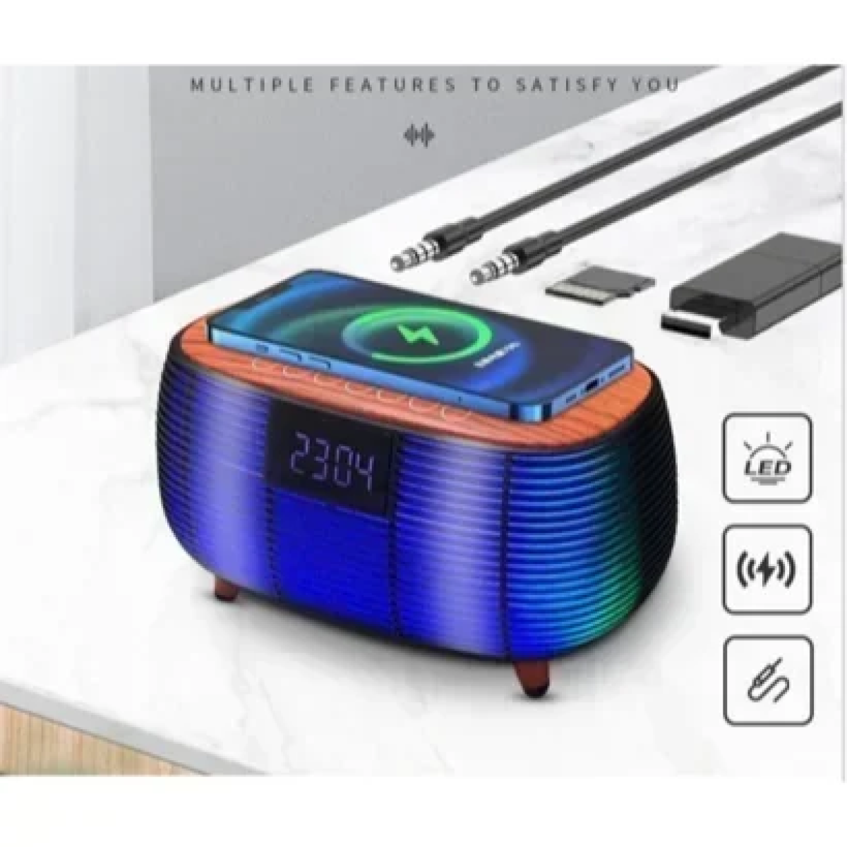 Ασύρματο Ηχείο Bluetooth Και Ασύρματος Φορτιστής 15w BT-2206 Μαύρο