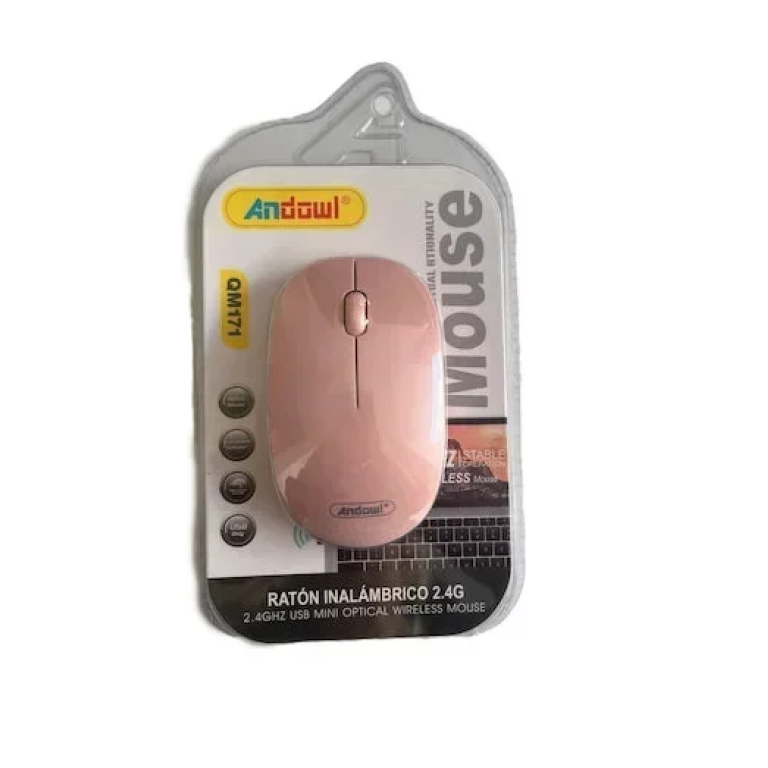 Ασύρματο ποντίκι υπολογιστή USB Andowl QM171 ροζ