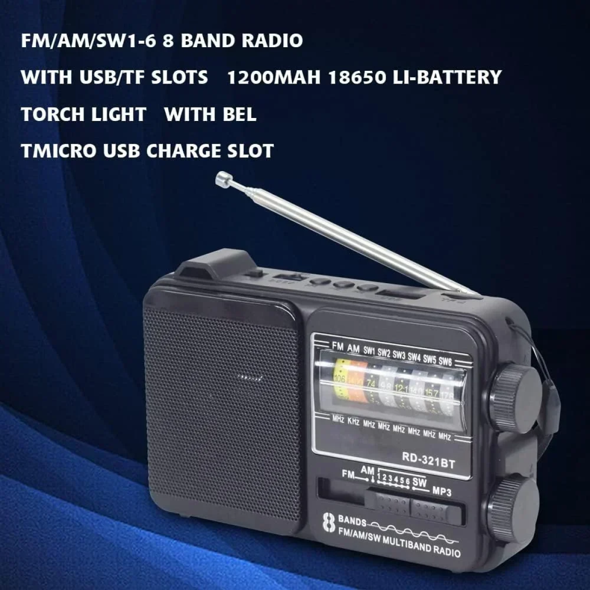 CMiK MK-153BT Ραδιόφωνο Pocket Size Με Bluetooth USB Φορτιστή Τηλεφώνου Και Φως LED Μαύρο