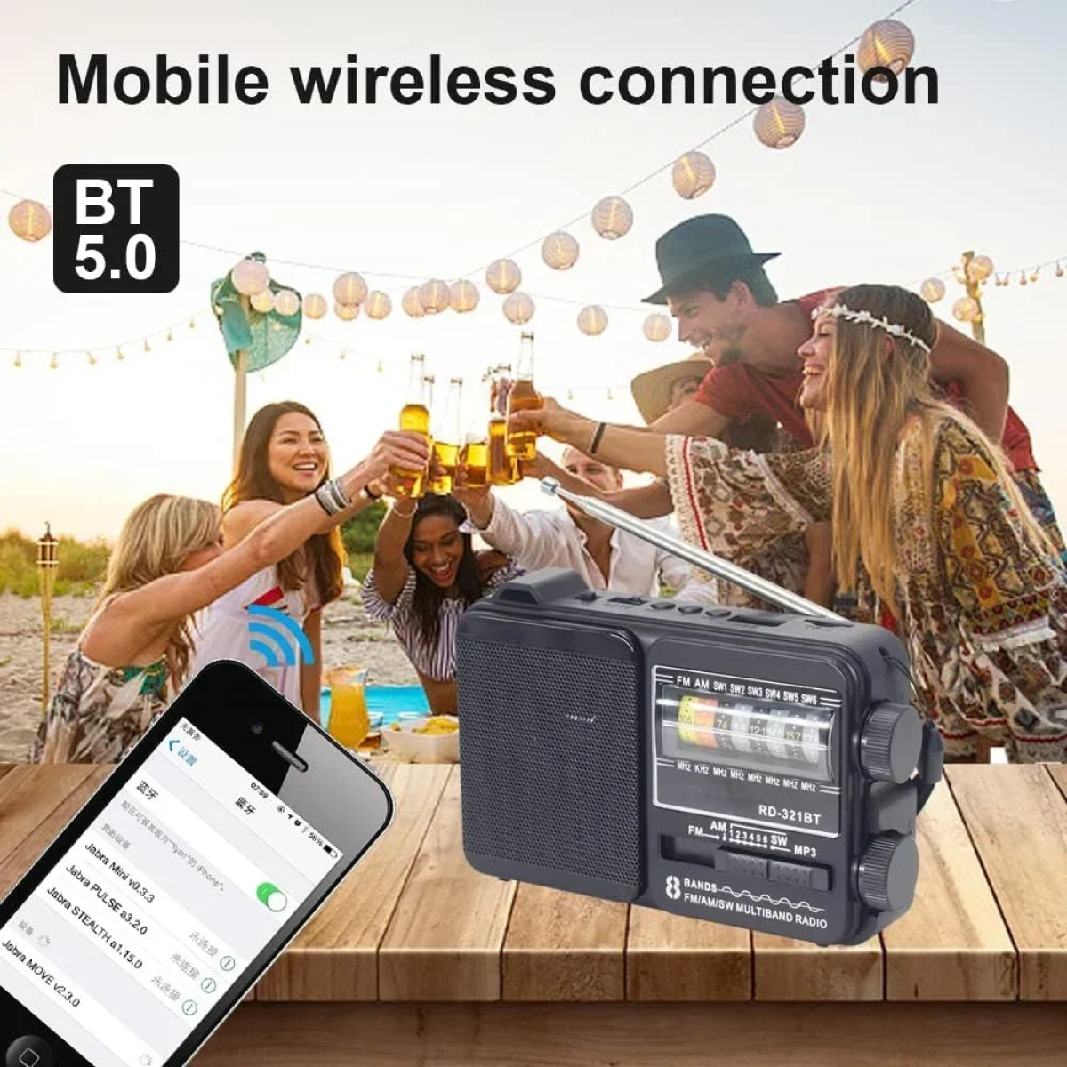 CMiK MK-153BT Ραδιόφωνο Pocket Size Με Bluetooth USB Φορτιστή Τηλεφώνου Και Φως LED Μαύρο