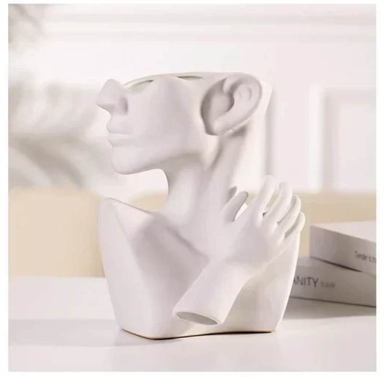 Επιτραπέζιο διακοσμητικό βάζο 25.5x18cm 80197 - λευκό